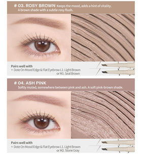 Heart Percent browcara in bathroom routine showing quick-set benefit