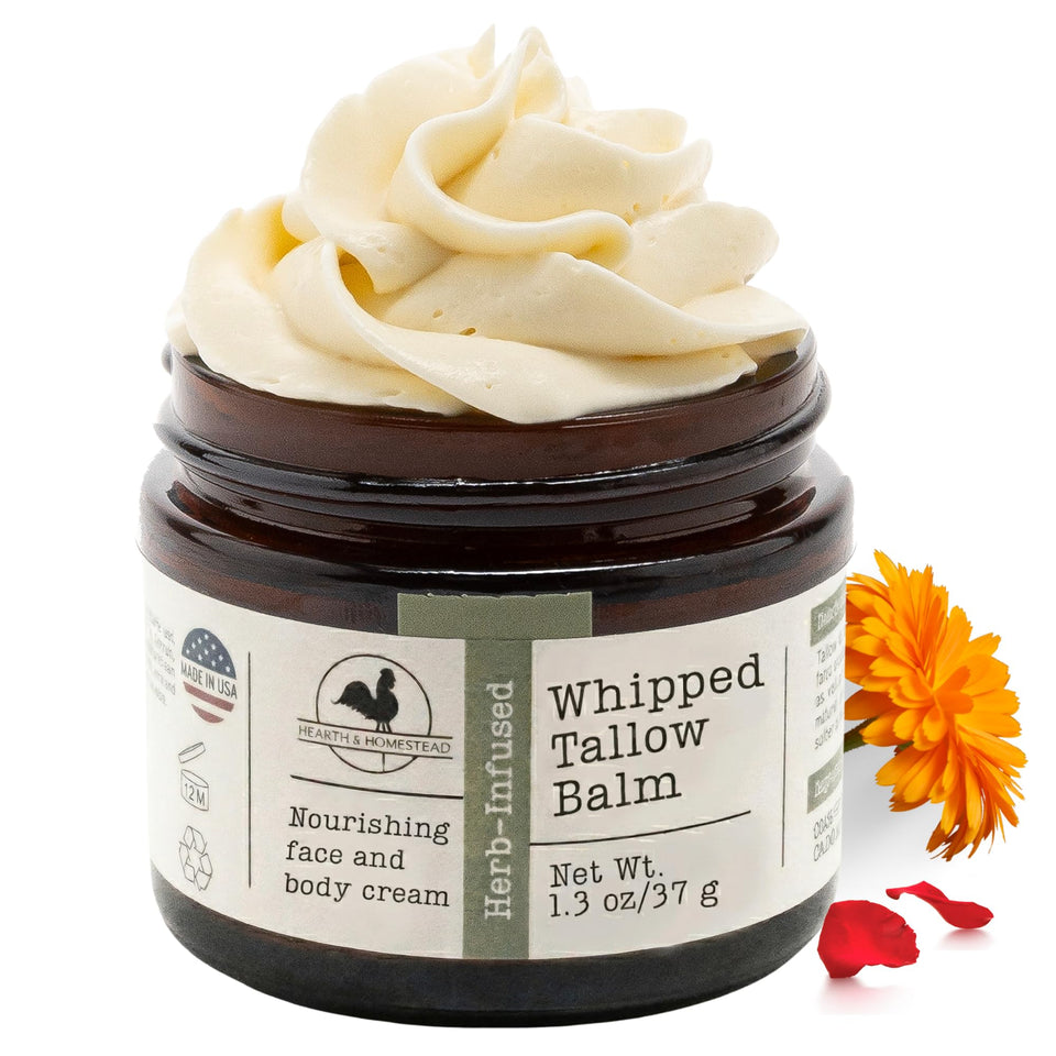 Hearth and Homestead front jar showing compact 1.3oz balm and clean packaging benefit
