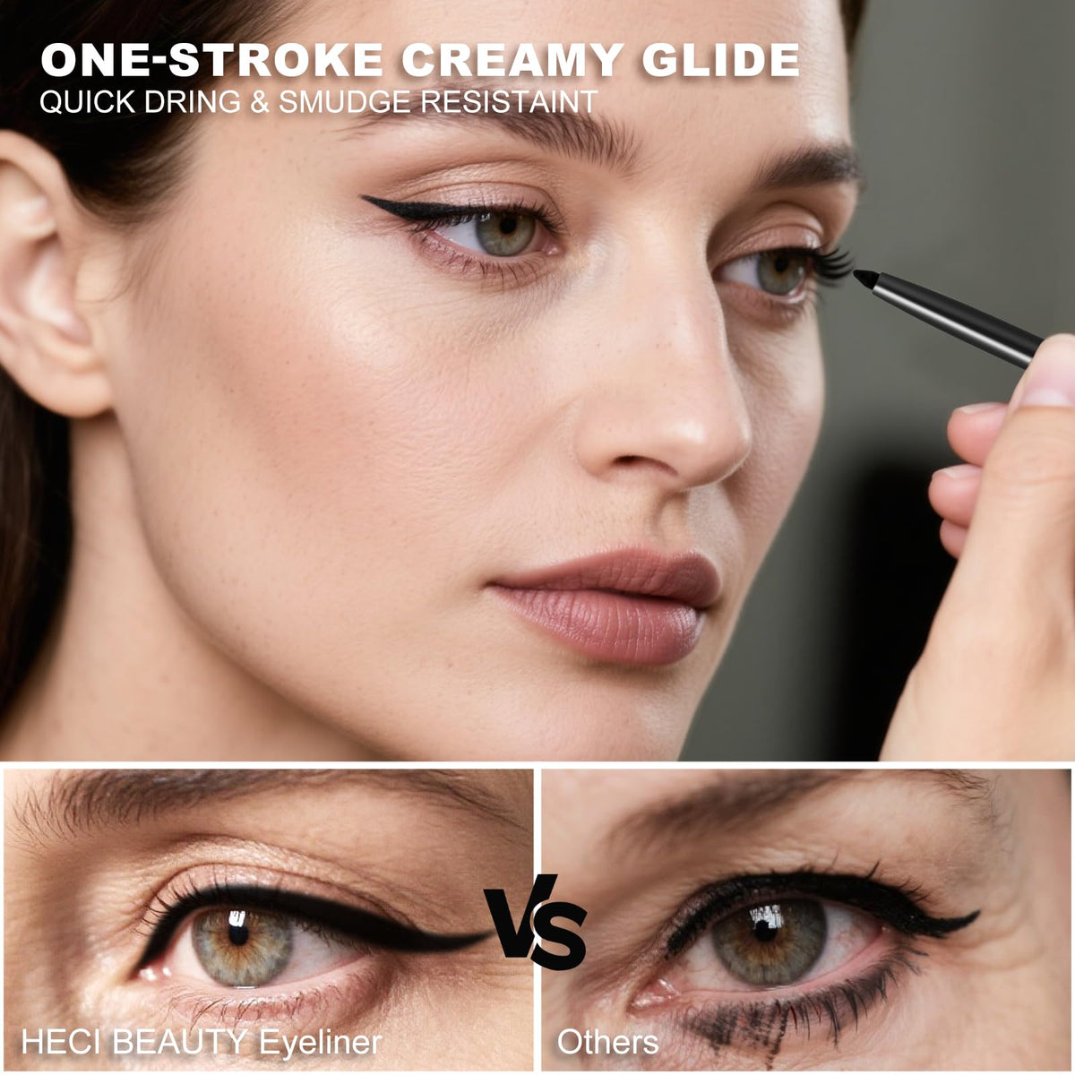 HECI BEAUTY finished smoky eye look showcasing blendable longwear color
