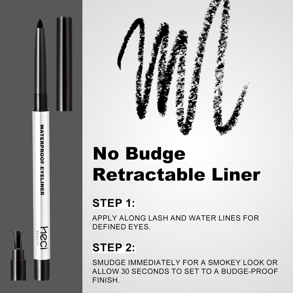 HECI BEAUTY ingredient label close-up highlighting cruelty-free formula