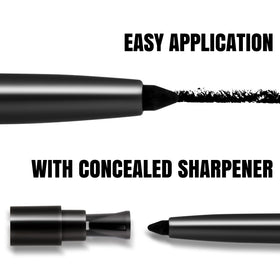 HECI BEAUTY lifestyle shot of applying liner at vanity for quick touch-ups