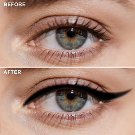 HECI BEAUTY pencil applied to waterline demonstrating gentle glide benefit