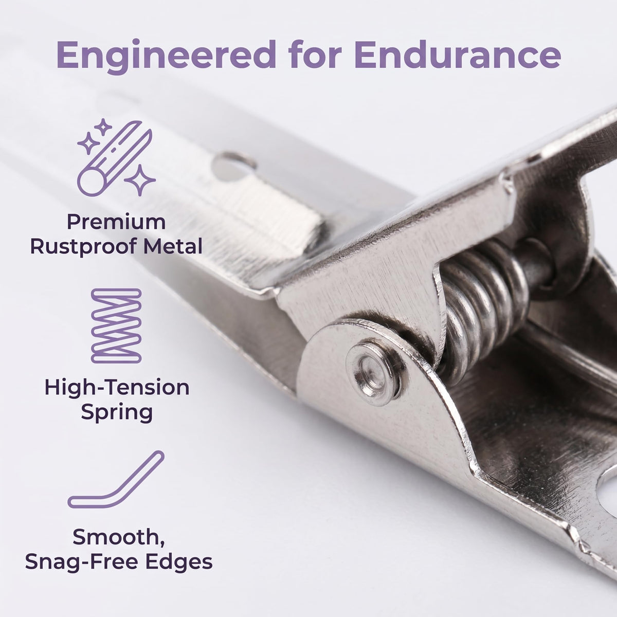 Hedume clip perforations and spring visible for airflow and strong hold