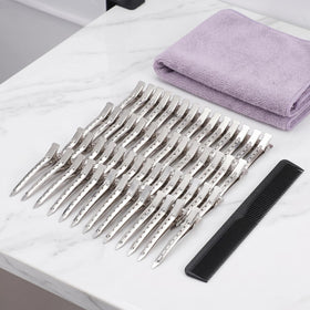 Hedume clips arranged on salon station for efficient professional use