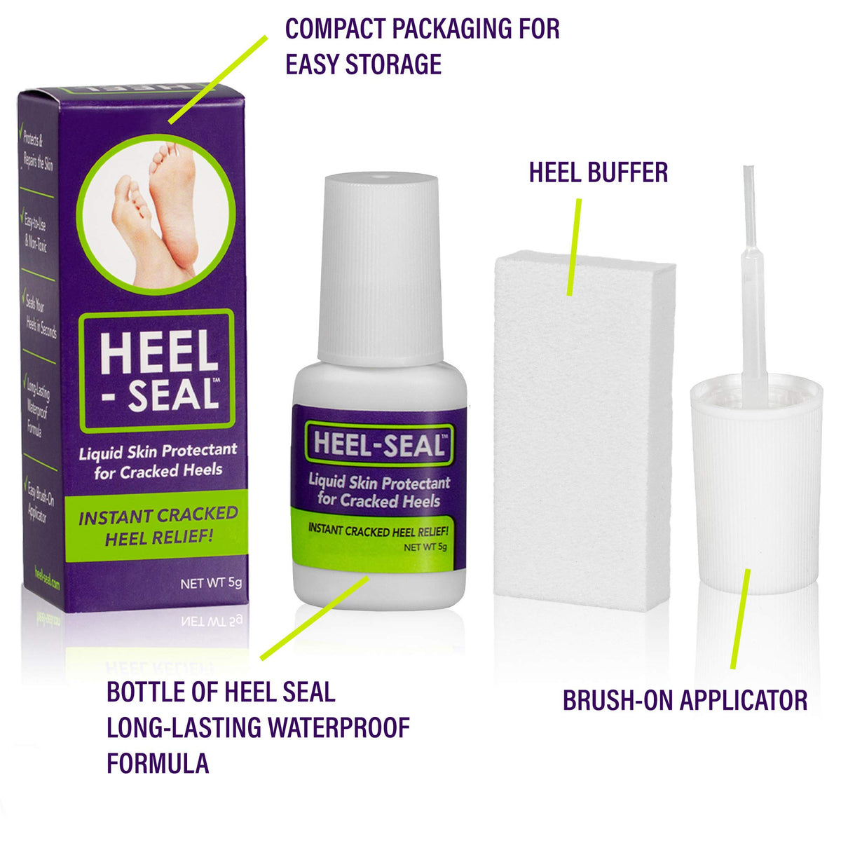 HEEL-SEAL applicator brush close-up for precise application and control