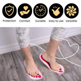 HeeStar client standing wearing pads illustrating comfort and slip resistance