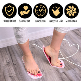 HeeStar pads next to a foot for scale showing one-size-fits-most