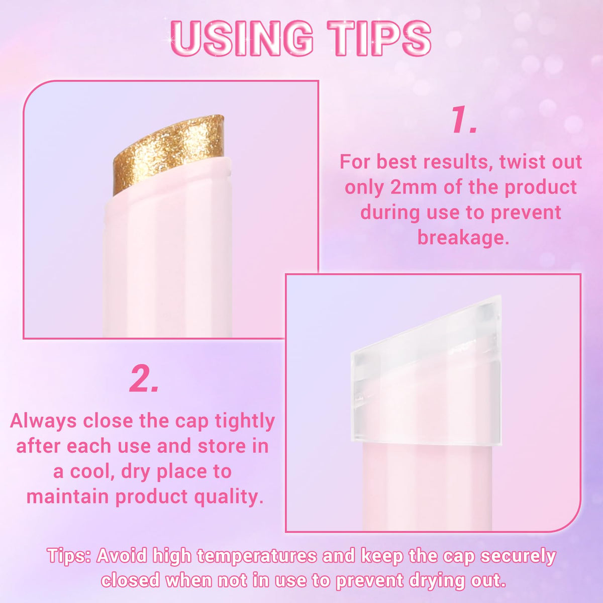 Hegafoo sticks staged with makeup bag illustrating on-the-go versatility