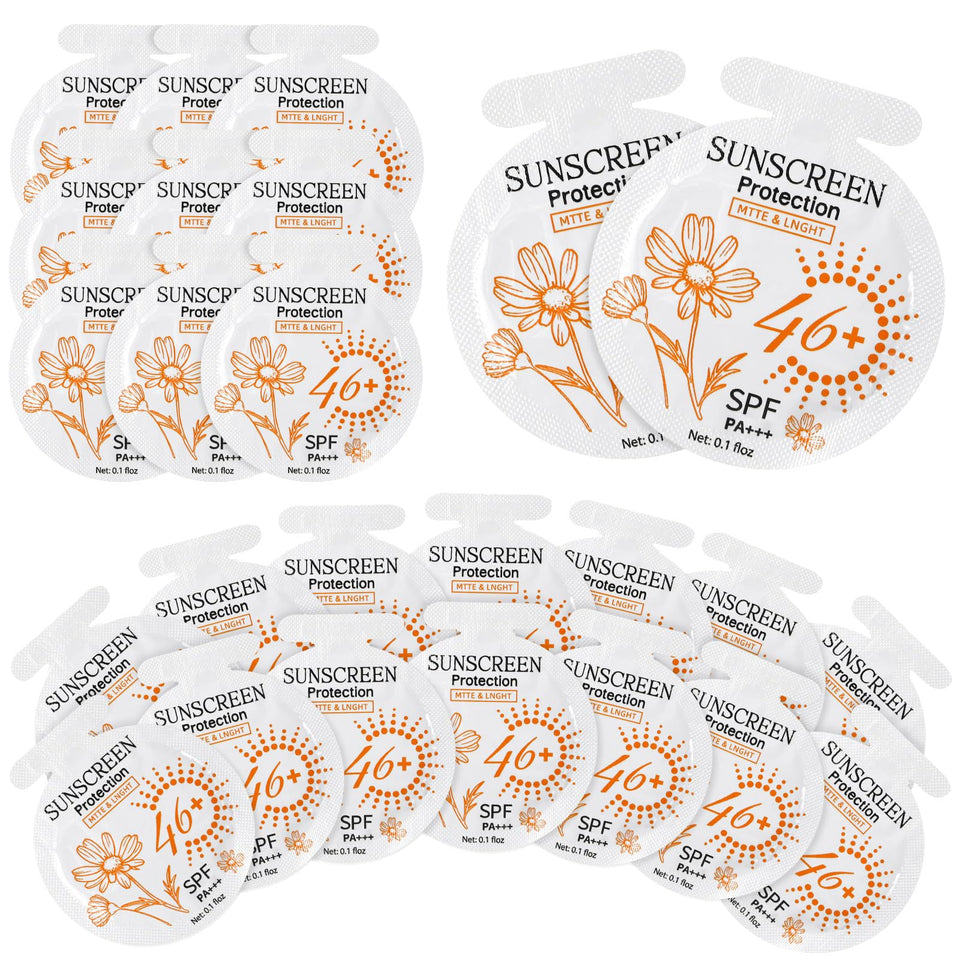 Heigble front packaging showing bulk of travel sunscreen packets for easy access