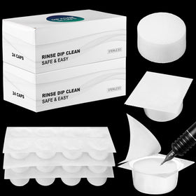 Heigble front packaging showing 48 sealed disposable rinse caps, keeps supplies sterile