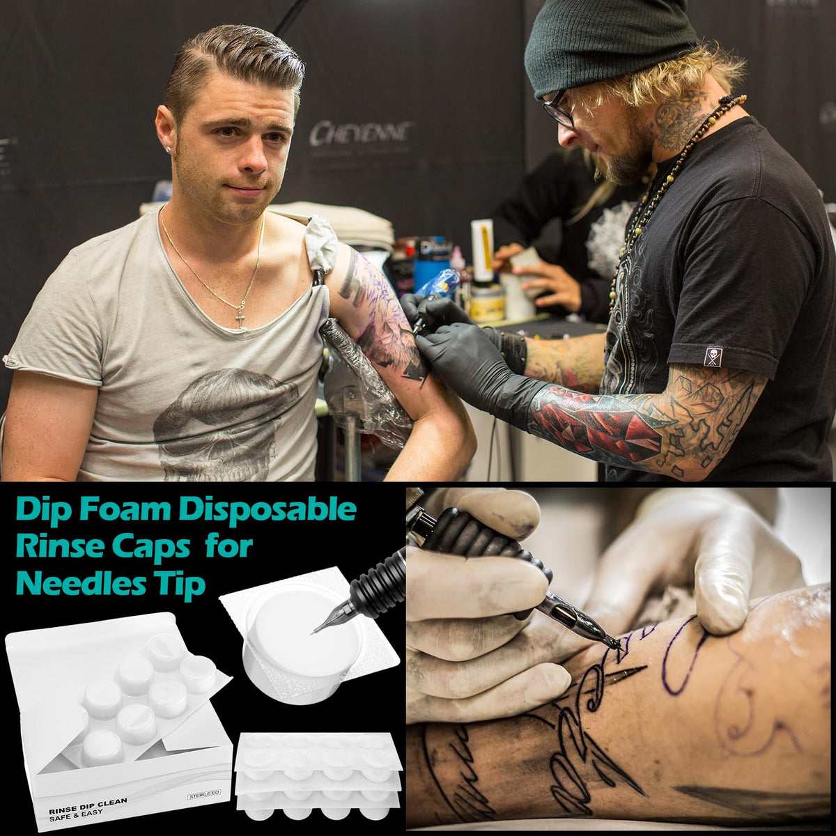 Heigble cups arranged on a tattoo studio tray, improves organized workflow