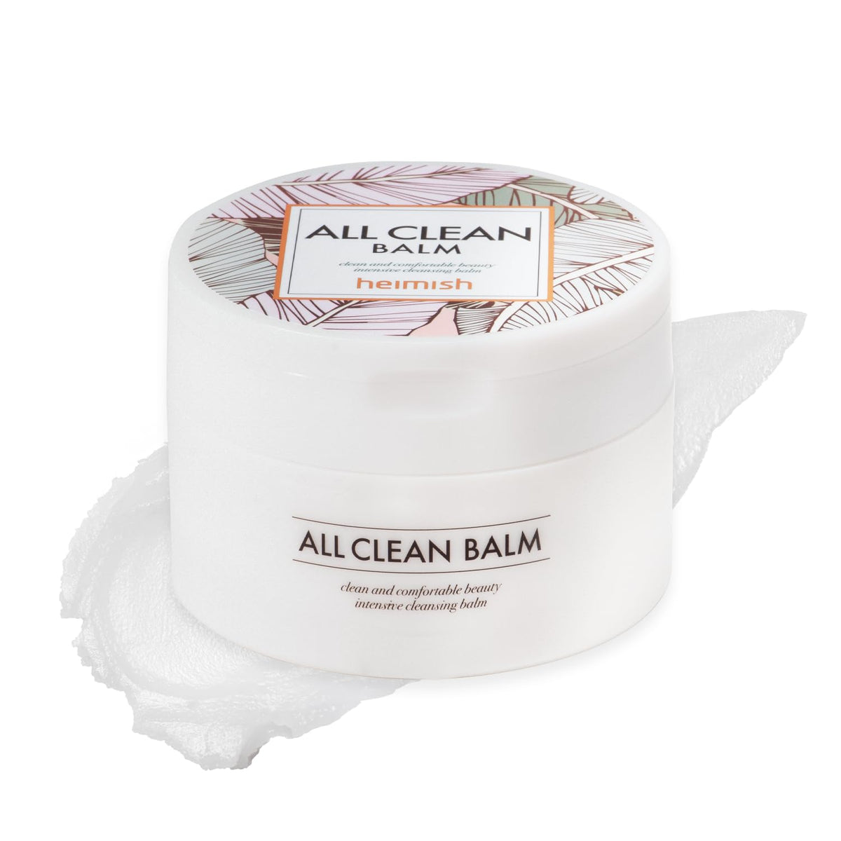 HEIMISH jar front view showing branding and clean balm packaging for clear routine