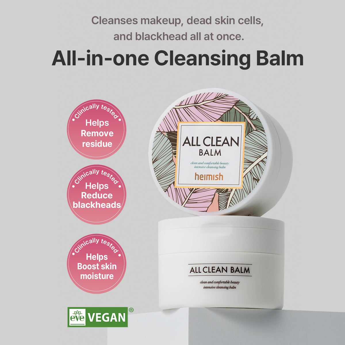 HEIMISH open jar showing solid balm texture for easy melting benefit