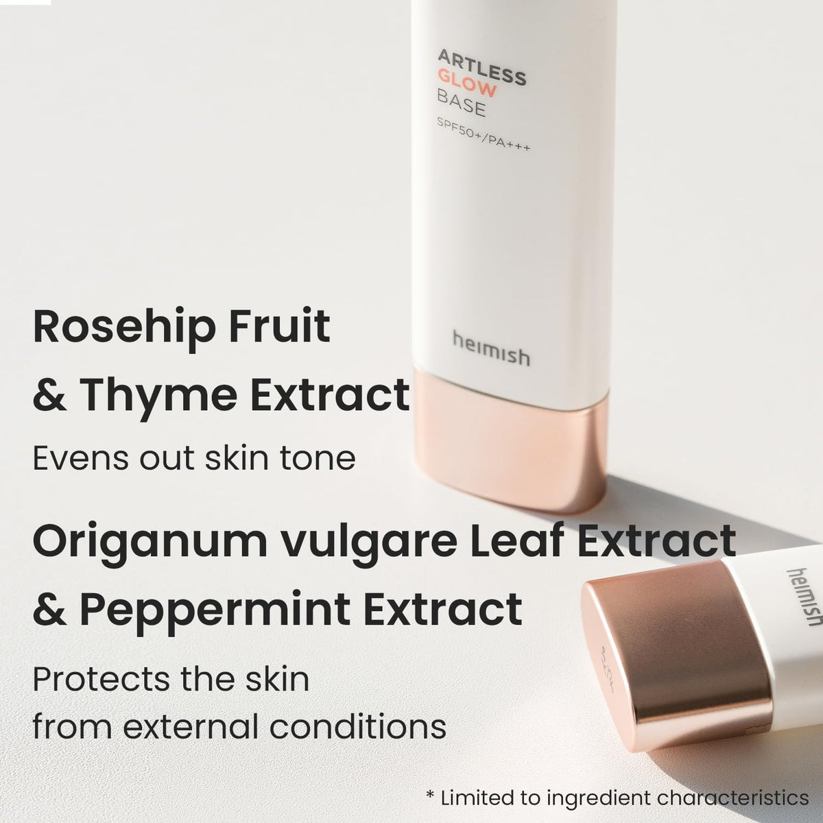 HEIMISH multiple swatches on skin showing subtle tint and luminous effect