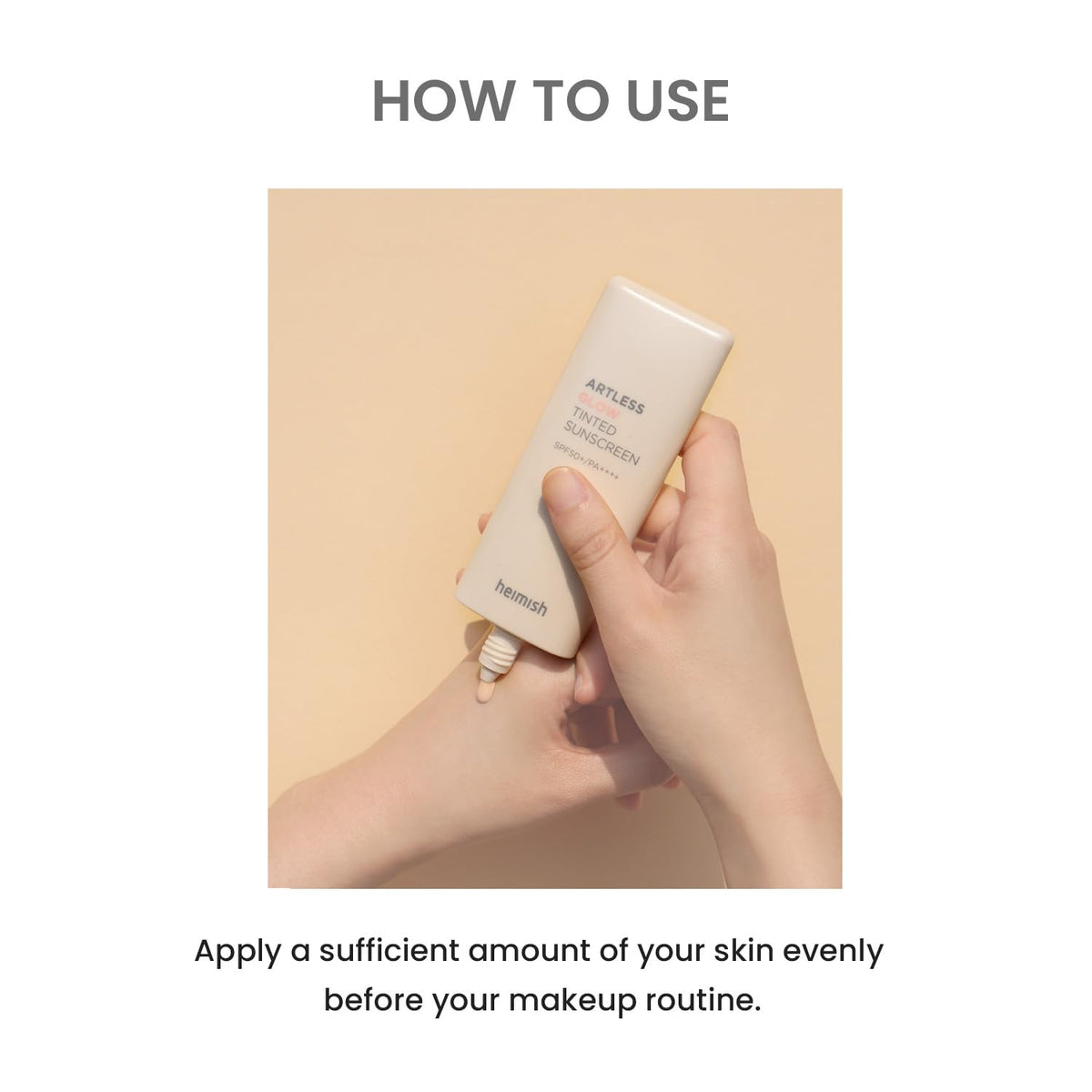 HEIMISH lifestyle shot outdoors using product, daily SPF protection with radiance