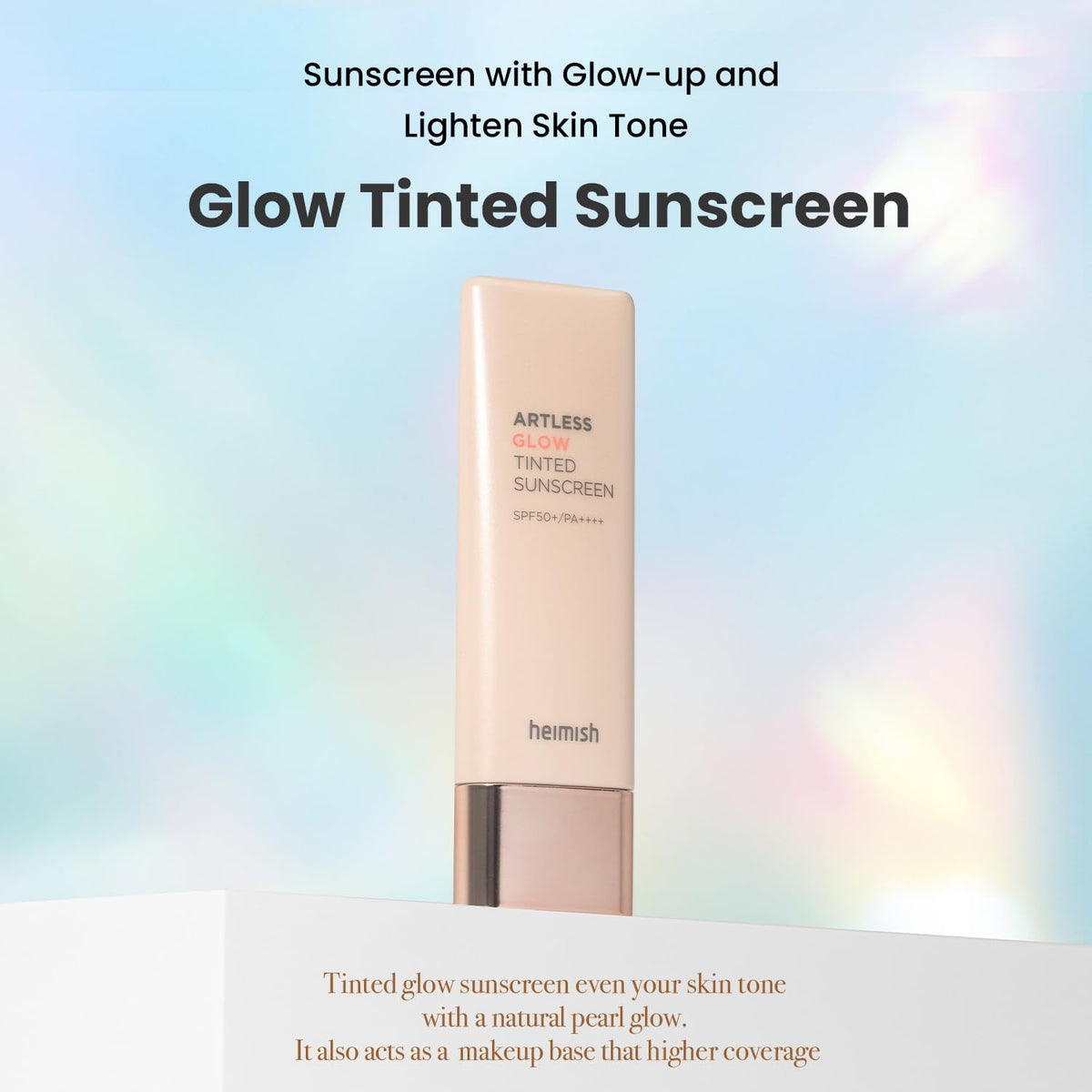 HEIMISH close-up texture of tinted sunscreen, silky serum texture for smooth application