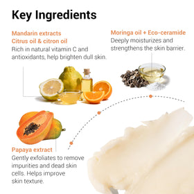 HEIMISH product label and ingredient panel showing mandarin oil and vegan certification benefit