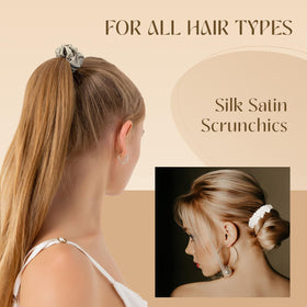 Helamvly scrunchie stretched to show elastic strength and flexible hold for many styles