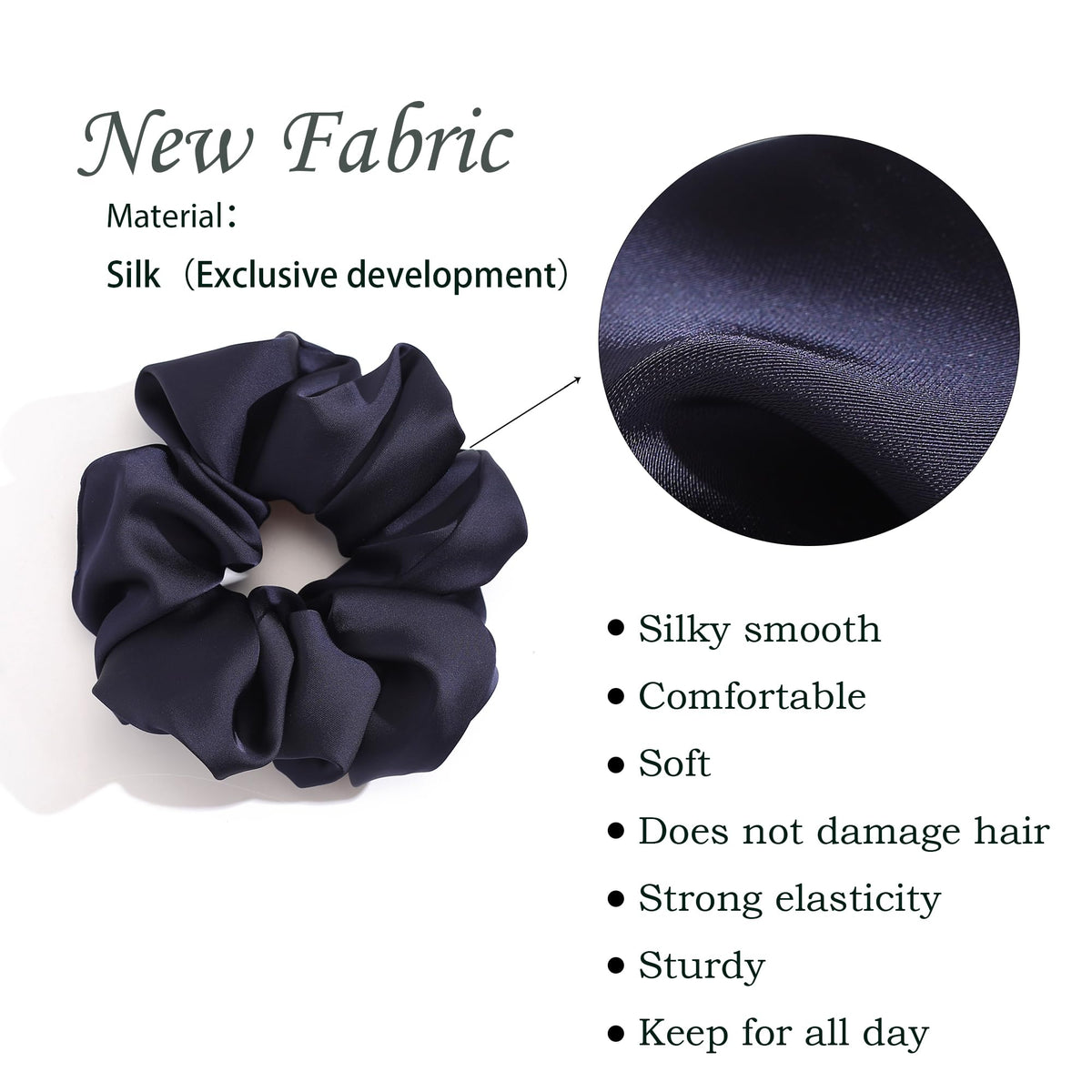 Helamvly scrunchie holding a thick ponytail securely with gentle grip