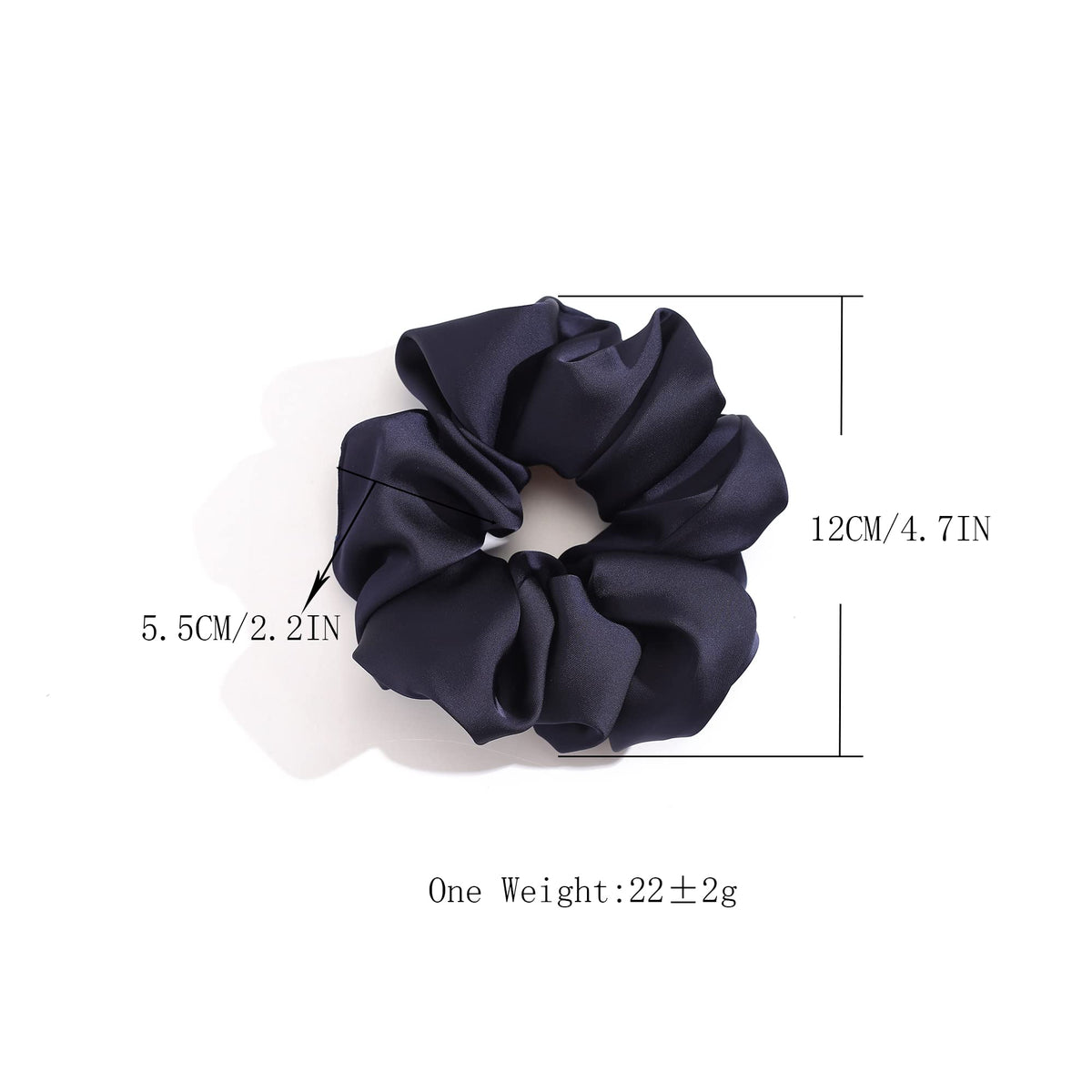 Helamvly scrunchie size compared to hand to show jumbo hold capacity