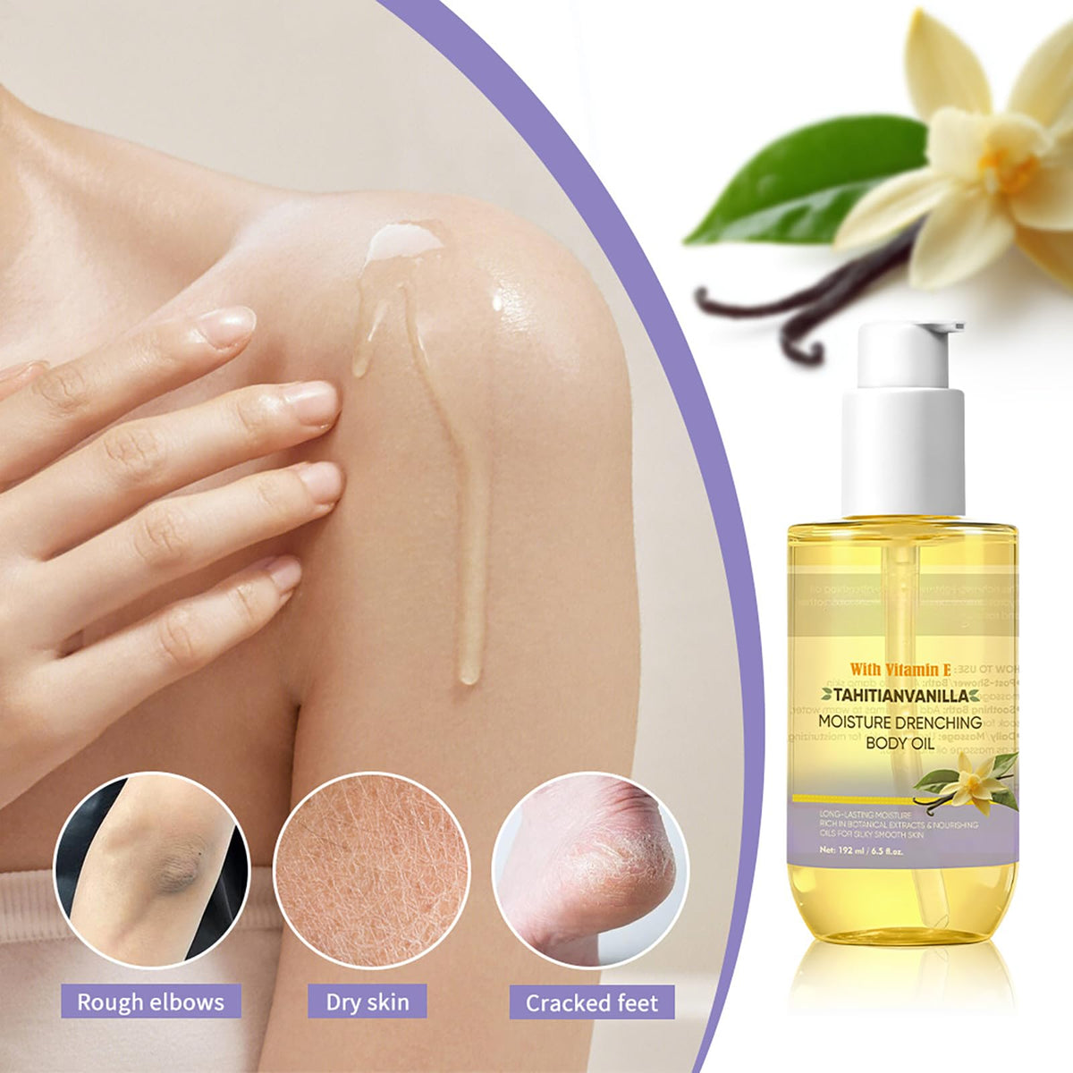 Helbr applied after shower to lock moisture and smooth rough patches benefit