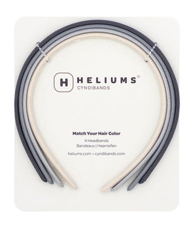 Heliums neutral headbands front pack showing four comfortable shades