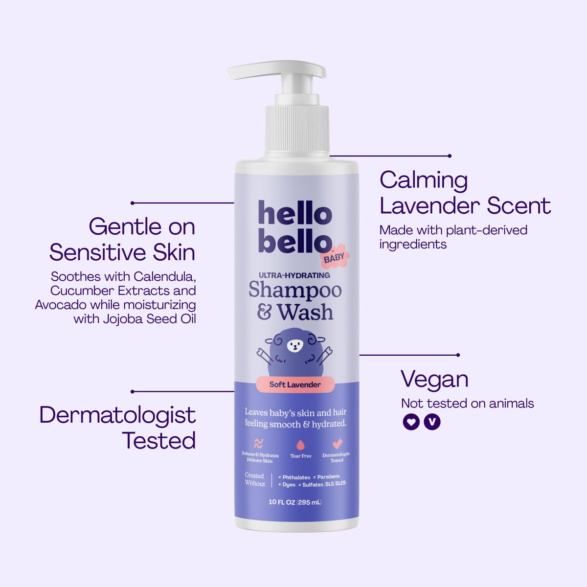Hello Bello bottle with open cap dispensing a drop for easy application
