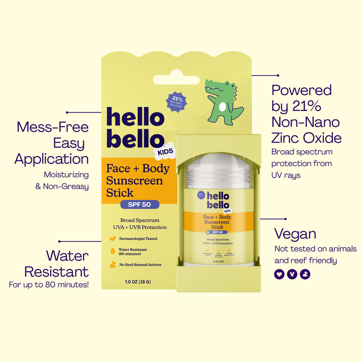 Hello Bello applying stick to a child’s nose for precise, mess-free protection
