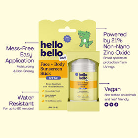 Hello Bello applying stick to a child’s nose for precise, mess-free protection