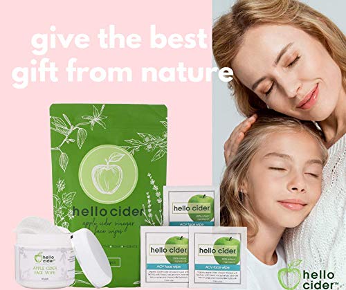 Hello Cider product on bathroom vanity with plants, suggests daily routine