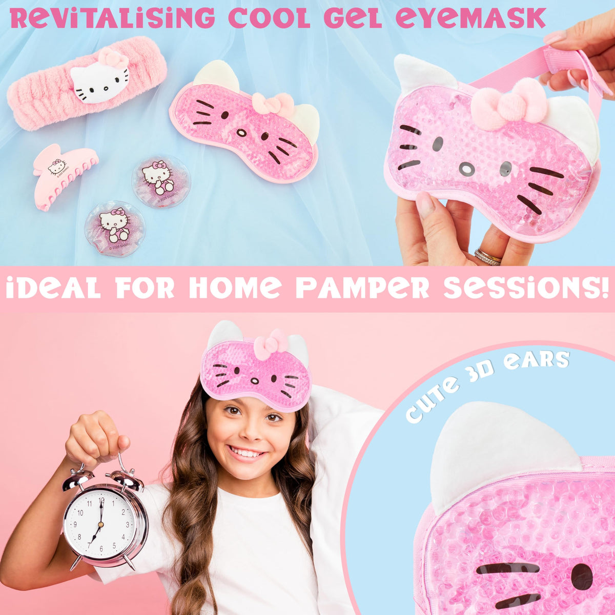 Hello Kitty cooling gel eye mask flat lay chilled accessory for soothing relief