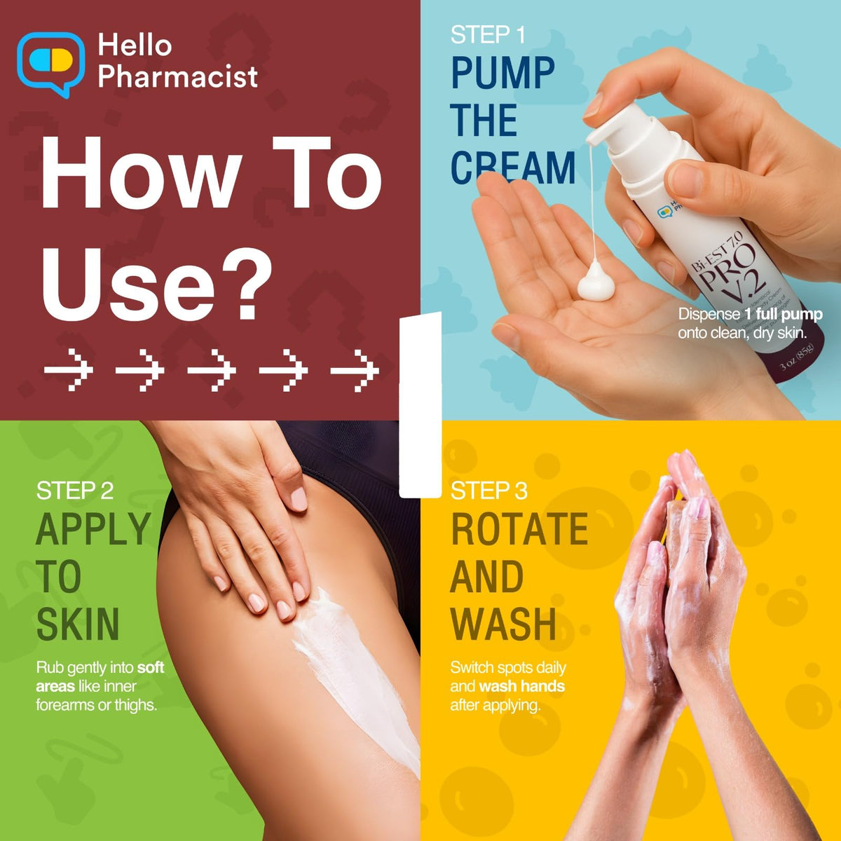 HelloPharmacist cream texture close-up highlighting smooth absorbent formula for hydrated skin