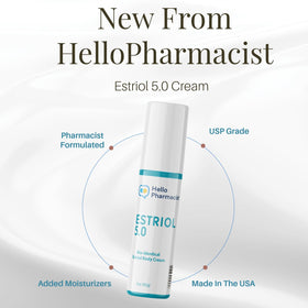 HelloPharmacist cream on bathroom counter staged for daily skincare routine and confidence