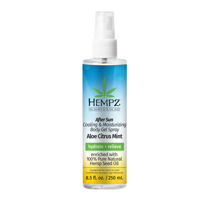 Hempz front packaging showing 8.5 oz bottle and citrus-mint label benefits