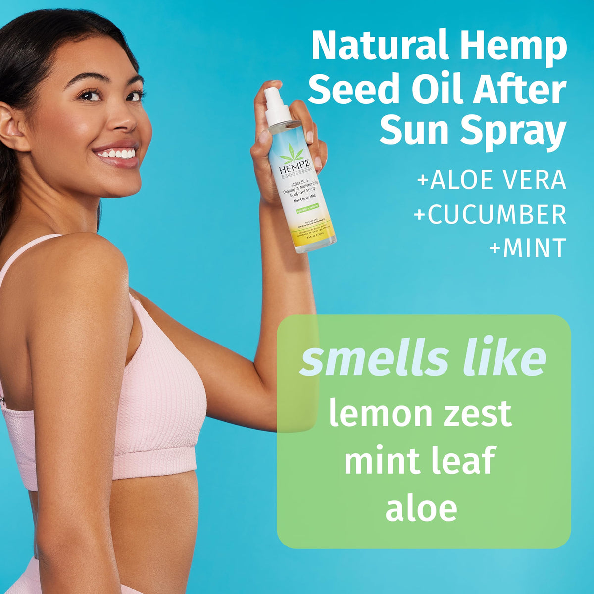 Hempz closeup nozzle spray distributing fine mist for quick cooling