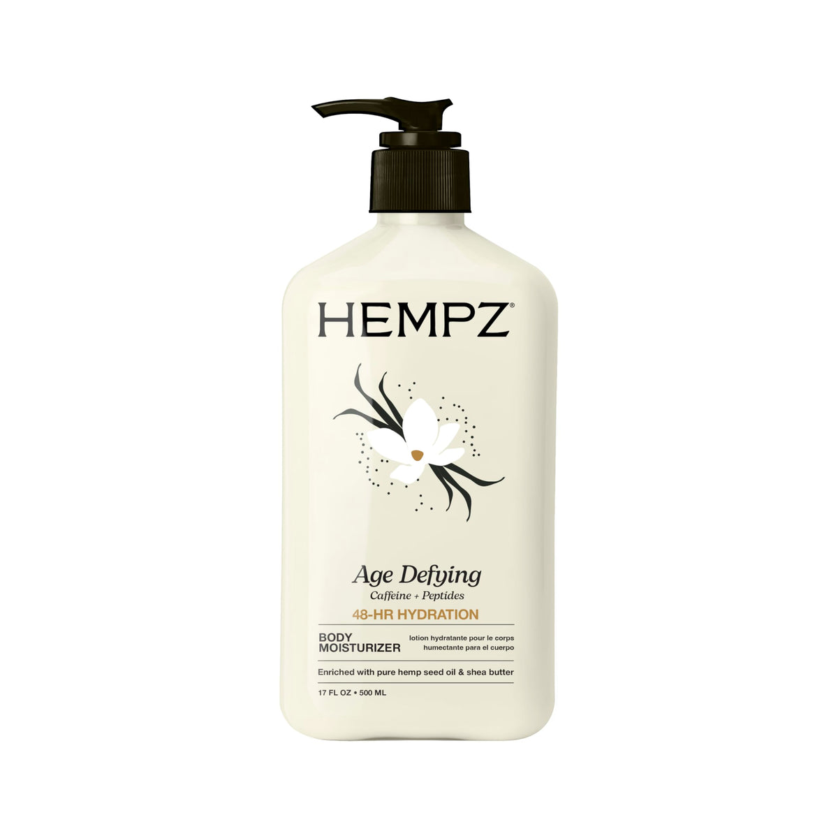 Hempz bottle front view showing packaging and size benefits