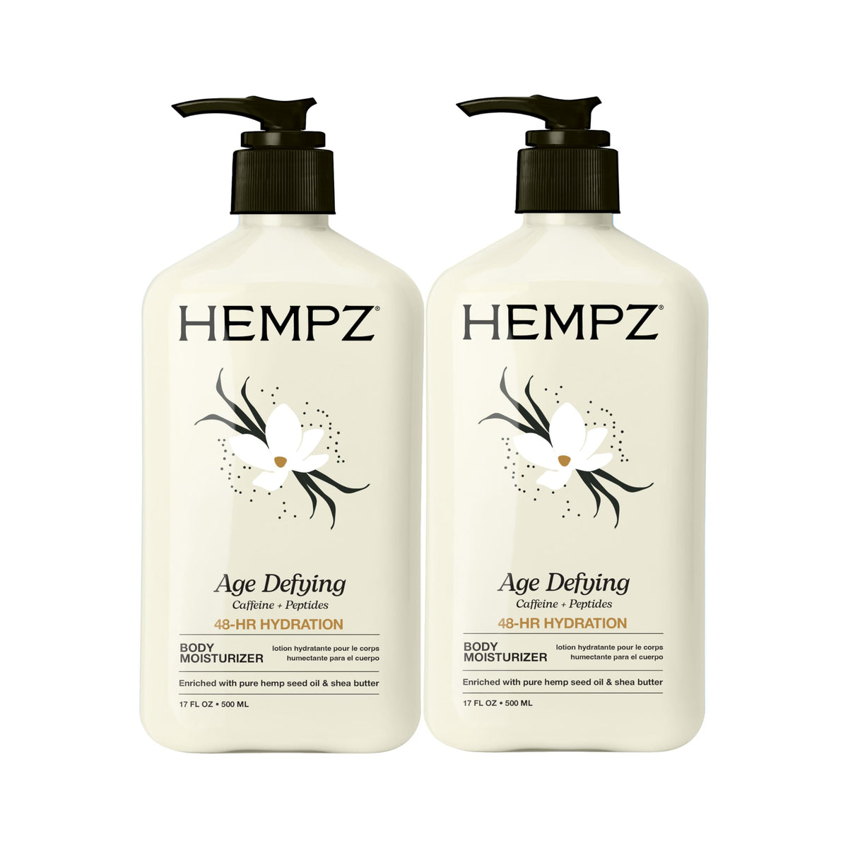 Hempz front packaging two-pack showing product and size for convenient supply