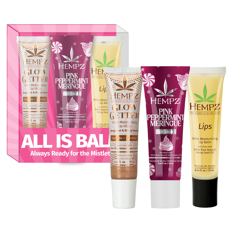 Hempz front packaging showing 3-pack and seasonal design for easy gifting