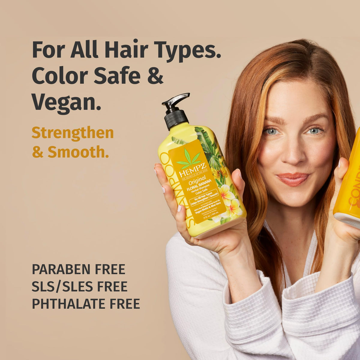 Hempz shampoo texture on palm demonstrating hydrating, non-greasy lather