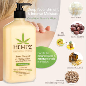 Hempz close-up of pump and label for easy dispensing benefit