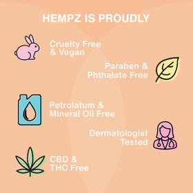 Hempz bottle styled in bathroom, suggests daily self-care routine