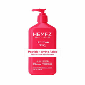 Hempz front packaging showing 17 oz bottle and Brazilian Berry scent benefit
