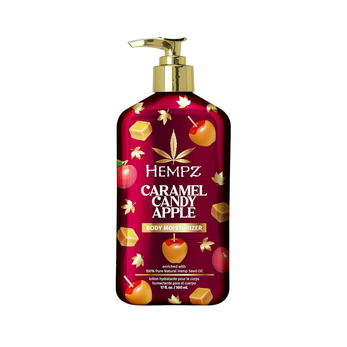 Hempz front bottle showing label and limited-edition caramel candy apple scent benefit