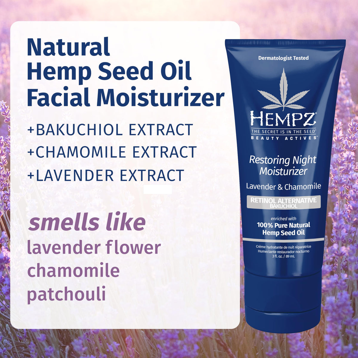 Hempz cream texture close-up highlighting lightweight, fast-absorbing hydration
