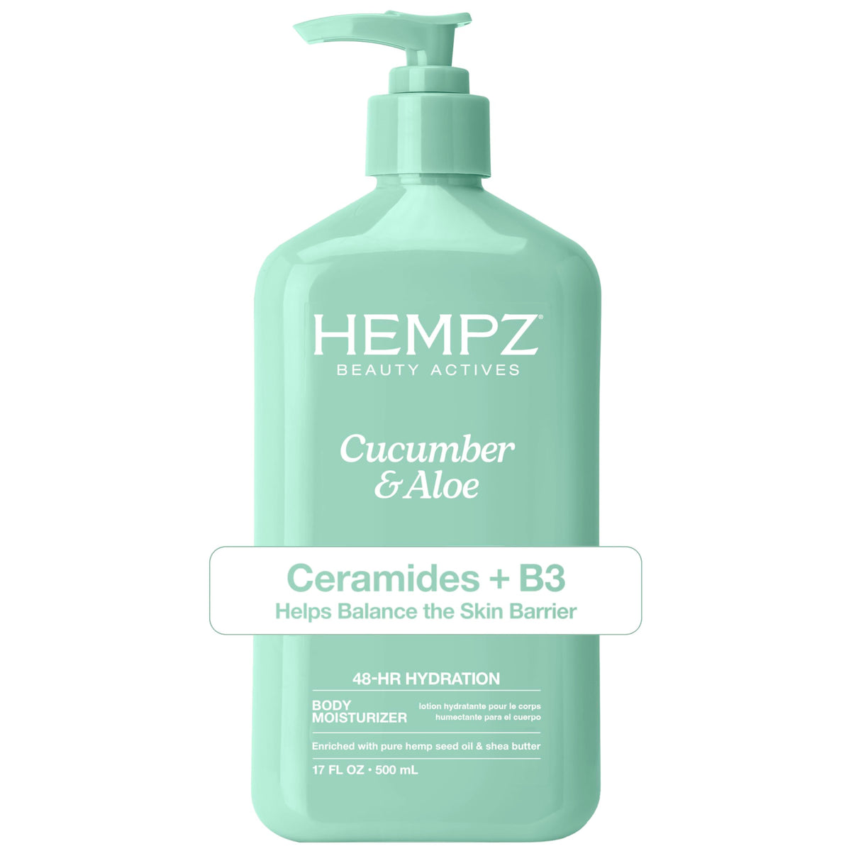 Hempz front bottle view showing cleanser and refreshing scent benefit