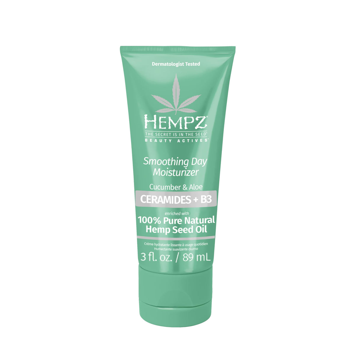 Hempz front packaging showing 3 oz bottle and product name with clear labeling benefit