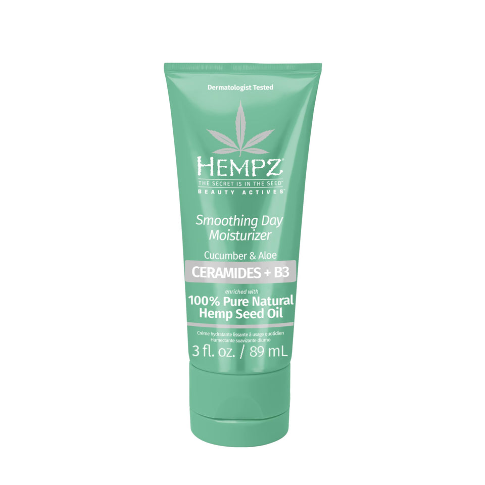 Hempz front packaging showing 3 oz bottle and product name with clear labeling benefit