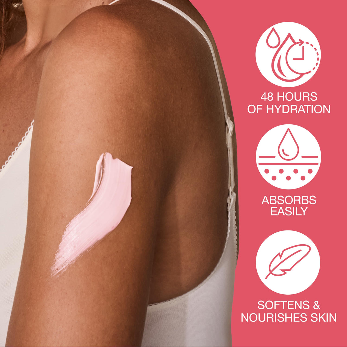 Hempz creamy lotion texture being poured to show rich hydration and smooth finish