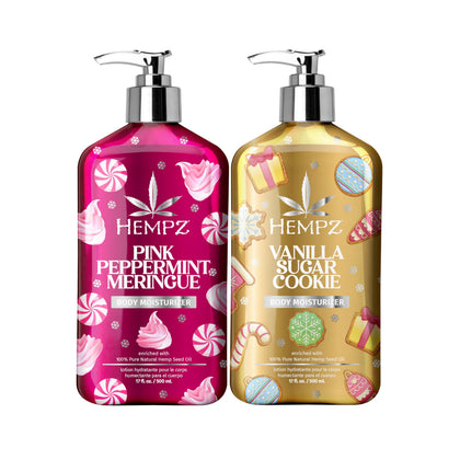 Hempz two-bottle holiday duo front packaging showing scent labels and size