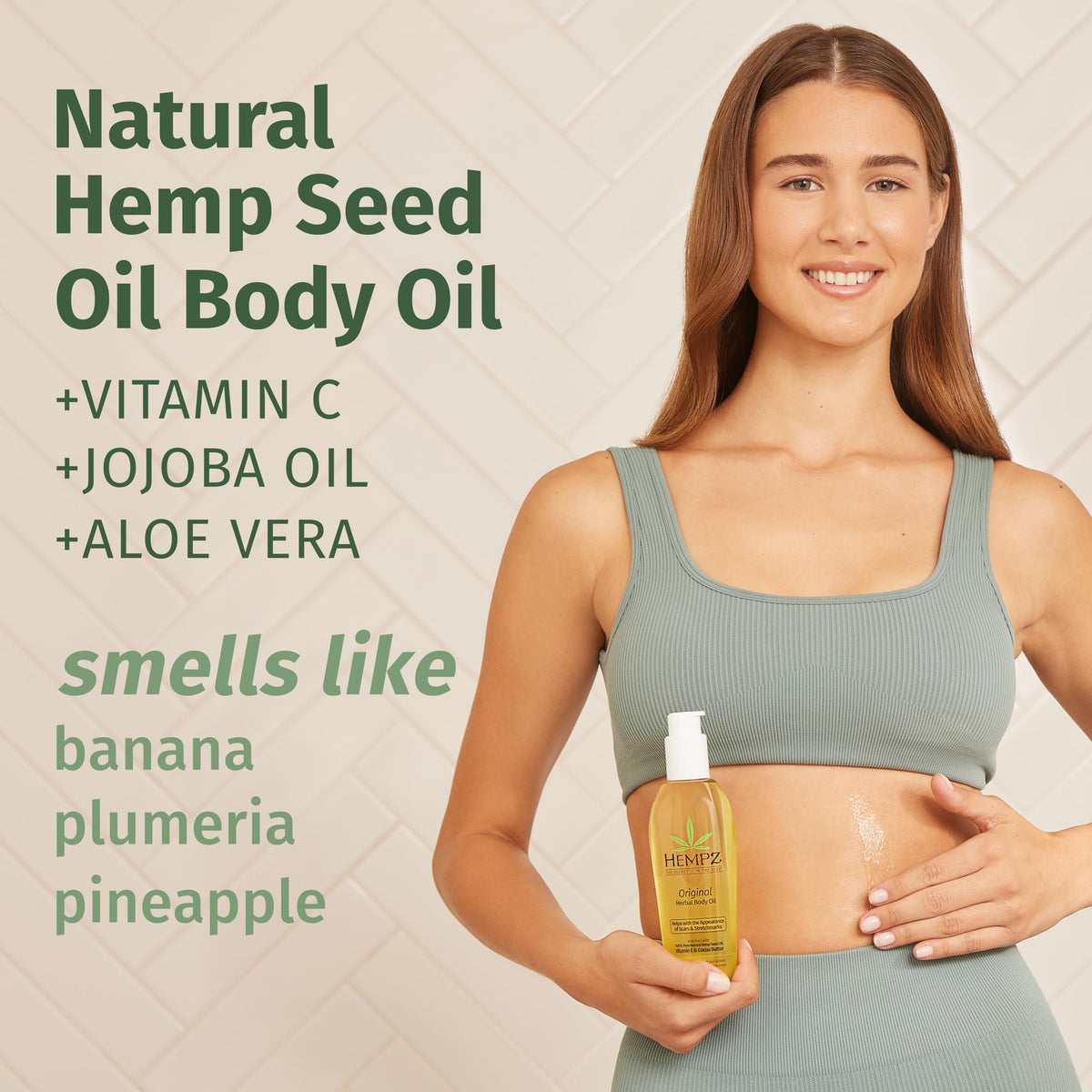 Hempz pouring oil close-up illustrating lightweight texture and absorption